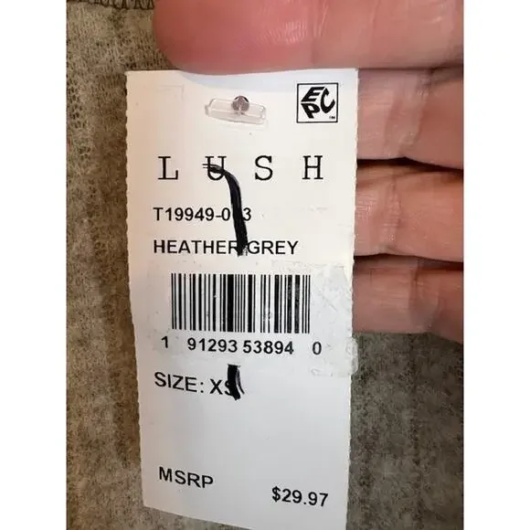 Lush Mockneck Cropped Ribbed Long Sleeve Sweater Plush Heather Grey Size XSmall - Picture 5 of 7